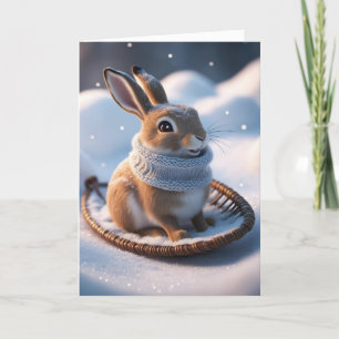 Bunny in the Snow  Holiday Card