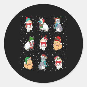 Bunny In Xmas Lights Funny Rabbit Lover Christmas  Classic Round Sticker
