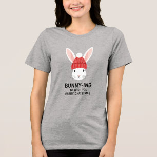 Bunny-ing to Wish You Merry Christmas Cute Tri-Blend Shirt