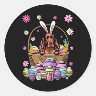 Bunny Irish Setter Dog Happy Easter Day Lover Egg  Classic Round Sticker