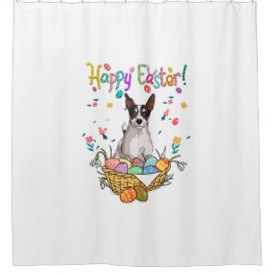 bunny jack russell dog happy easter day with easte shower curtain