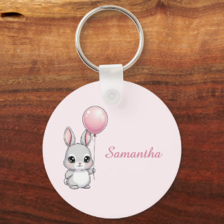 Bunny key Chain, Any Name, Girl, Boy Kid Ring