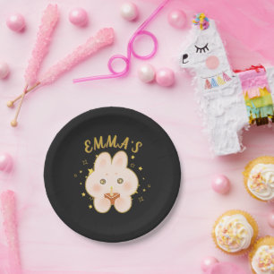 Bunny Kids Birthday Paper Plates Editable
