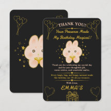 Bunny Kids Birthday Thank You Card Editable