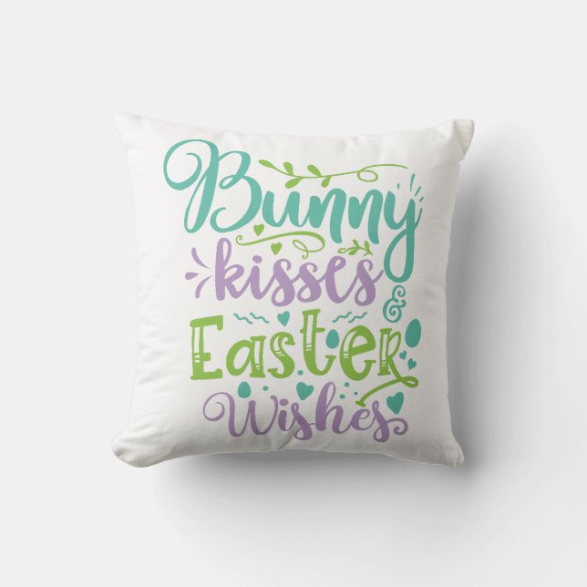 Bunny Kisses And Easter Wishes Cushion (Front)