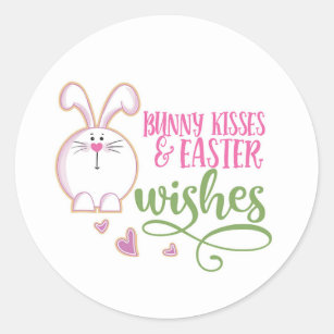 Bunny Kisses And Easter Wishes Easter Classic Round Sticker