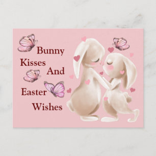 Bunny Kisses And Easter Wishes Postcard