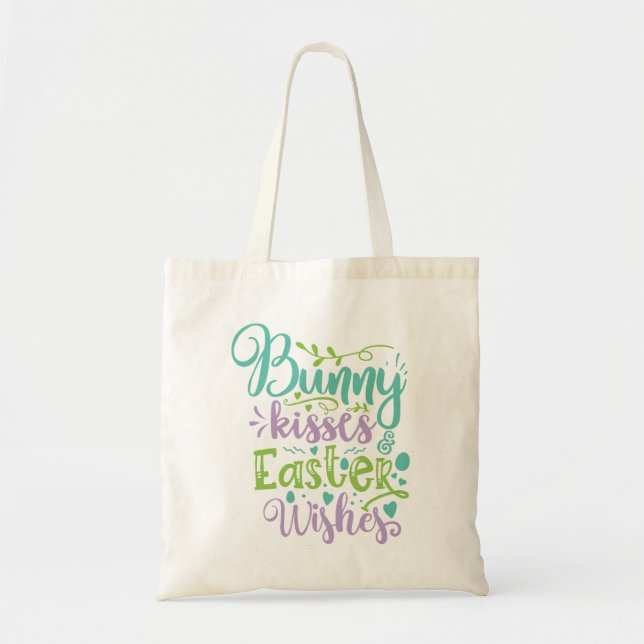 Bunny Kisses And Easter Wishes Tote Bag (Front)