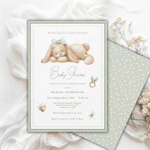Bunny Kisses Baby Wishes Baby Shower Invitation