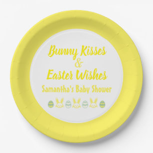 Bunny Kisses & Easter Wishes Baby Shower Paper Plate