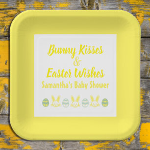 Bunny Kisses & Easter Wishes Baby Shower Paper Plate