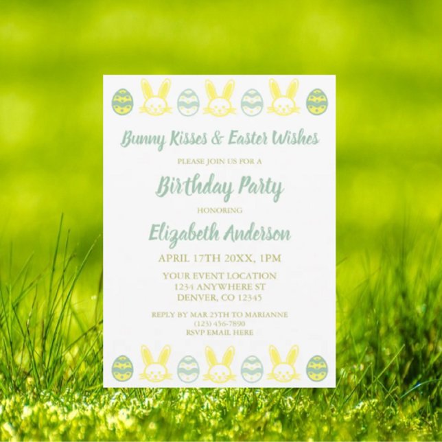 Bunny Kisses & Easter Wishes Birthday Invitation (Creator Uploaded)