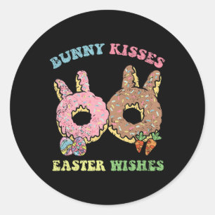 Bunny Kisses Easter Wishes Bunny Doughnut Egg Hunt Classic Round Sticker