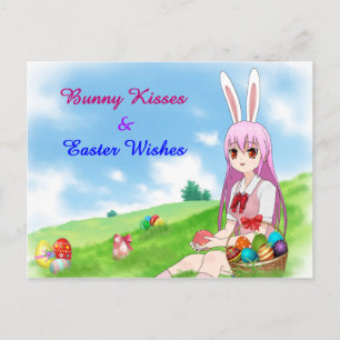Bunny Kisses & Easter Wishes (Customisable) Holiday Postcard
