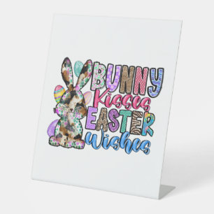 Bunny Kisses Easter Wishes Pedestal Sign