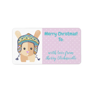Bunny knitting crochet winter hat Christmas Label