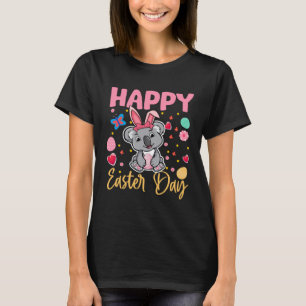 Bunny Koala Colorful Eggs Hunting Happy Easter Day T-Shirt