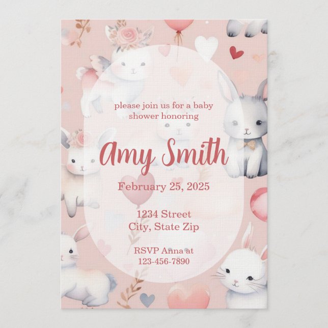 Bunny & Lamb Baby Shower Invitation – Watercolor (Front)