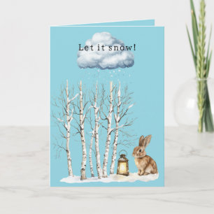 Bunny Lantern Snowflakes Christmas Let it Snow Card
