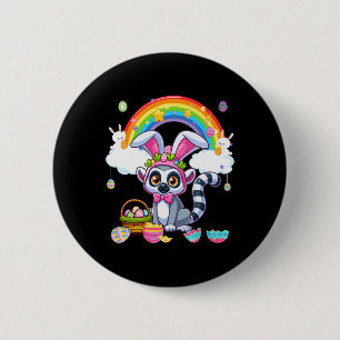 Bunny Lemur Easter Hunting Eggs Basket Colourful R 6 Cm Round Badge
