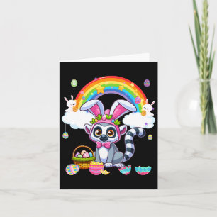 Bunny Lemur Easter Hunting Eggs Basket Colourful R Card