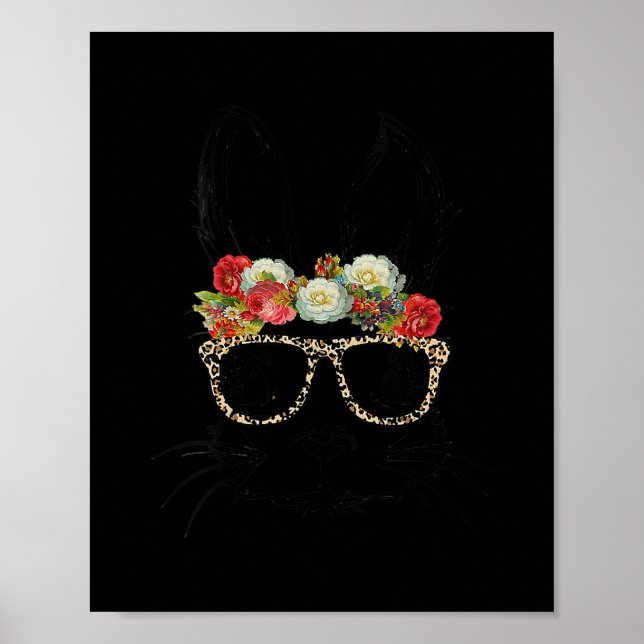 Bunny Leopard Glasses with Flower Crown for Poster (Front)