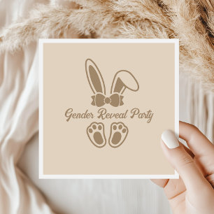 Bunny Light Beige Minimalist Gender Reveal Napkin