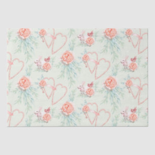 Bunny Love and Roses Watercolor Tissue Paper