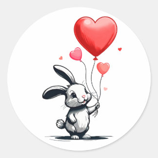 Bunny Love Balloons Classic Round Sticker