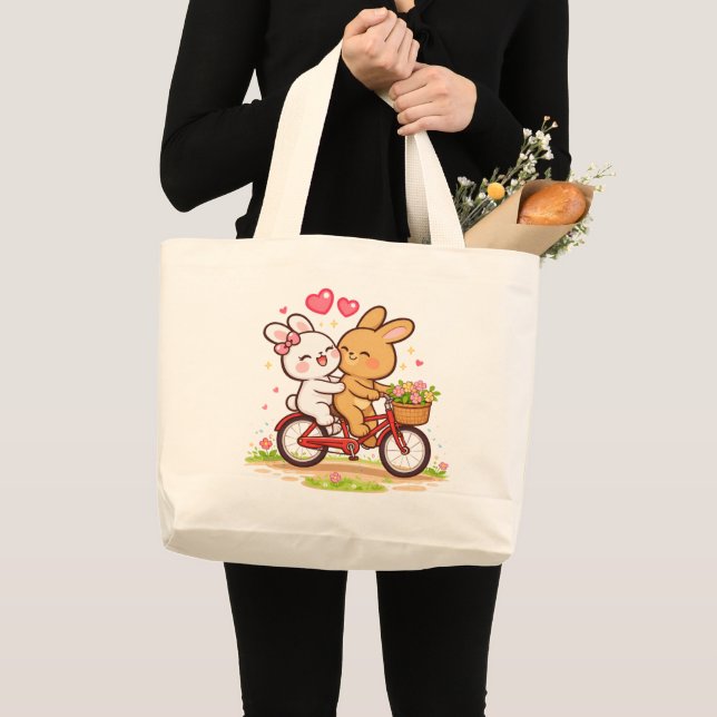 Bunny Love Bike Tote Bag (Front (Product))