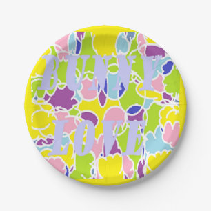 Bunny Love bright light colours almost pastel shad Paper Plate