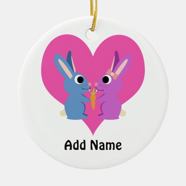 Bunny Love Ceramic Tree Decoration (Front)