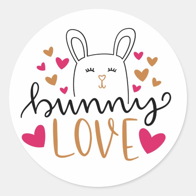 Bunny Love Classic Round Sticker (Front)
