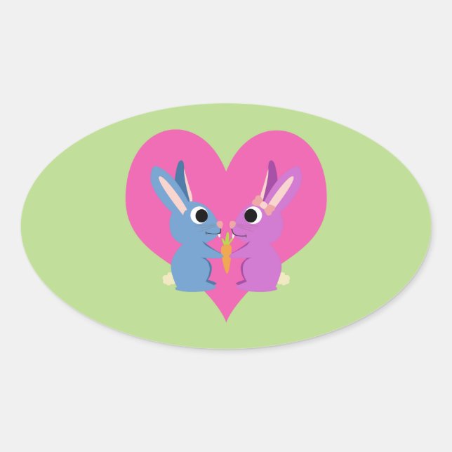 Bunny Love Oval Sticker (Front)