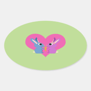 Bunny Love Oval Sticker