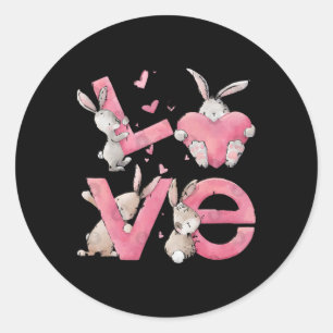 Bunny Love Pink Easter Day Valentine Women Girls K Classic Round Sticker