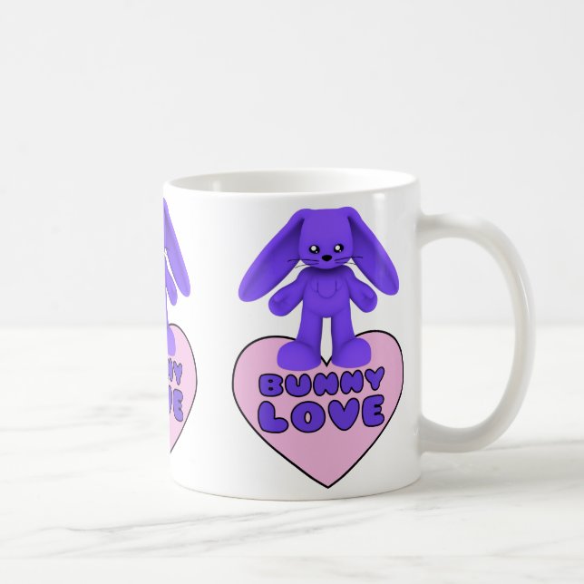 Bunny Love Purple Rabbit Cute Coffee Mug (Right)