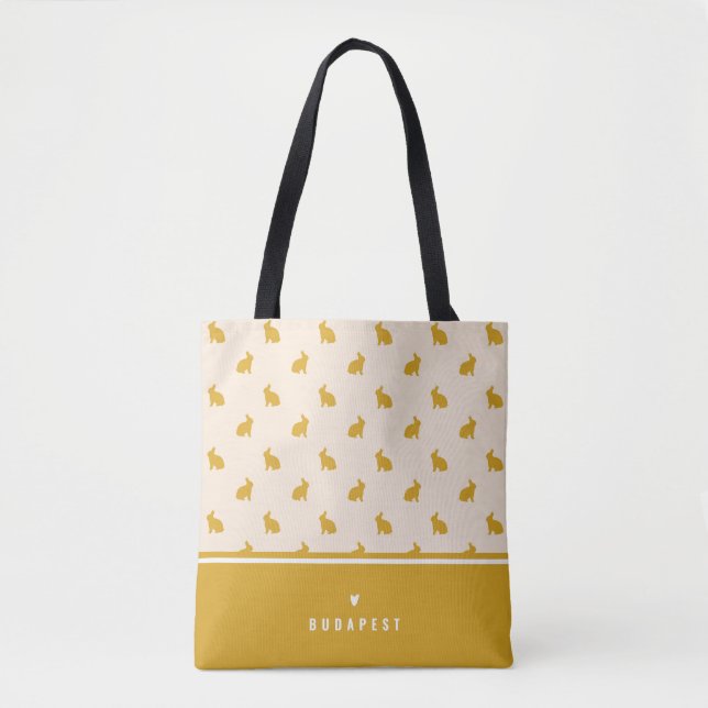 Bunny lover set sail champagne colour tote bag (Front)