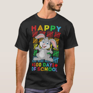 Bunny Lovers Teacher Student Happy 100 Days Of Sch T-Shirt