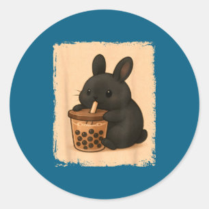 Bunny Loves Boba Tea Kawaii Classic Round Sticker