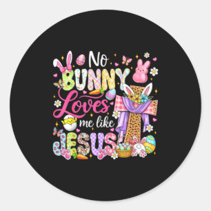 Bunny loves like jesus easter christian kids women classic round sticker