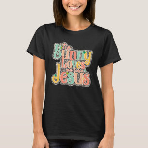 Bunny Loves Me Like Jesus Leopard Pastel Cute Rabb T-Shirt