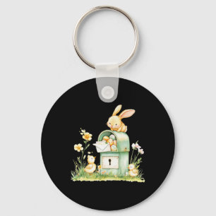 Bunny Mailbox Delivering With Eggs Key Ring
