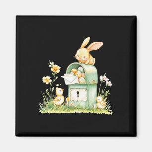 Bunny Mailbox Delivering With Eggs Magnet