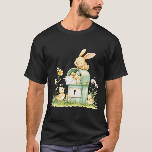 Bunny Mailbox Delivering With Eggs  T-Shirt (Front)