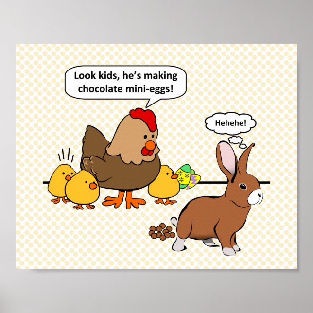 Bunny makes chocolate poop funny cartoon poster (Front)