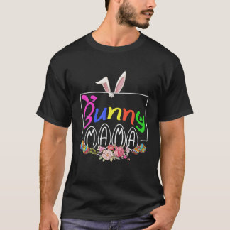 Bunny Mama Flower Easter Eggs Hunting Matching Fam T-Shirt