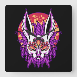 Bunny Mask Square Wall Clock