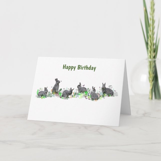 Bunny Meadow Card (Birthday) (Front)