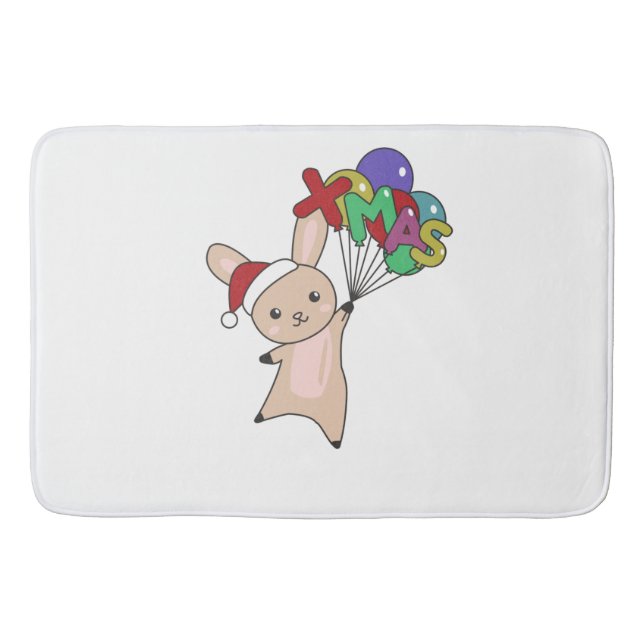 Bunny Merry Christmas Winter Animals Rabbit Bath Mat (Front)